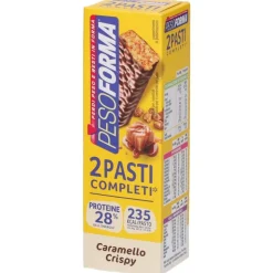 Pesoforma Barrette 2 Pasti Completi Gusto Caramello Crispy 2 Pezzi