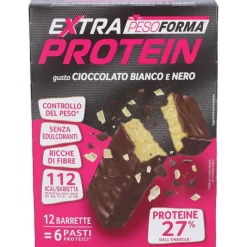 Pesoforma Extra Protein Barrette Cioccolato Bianco e Nero 12 Pezzi per 6 Pasti