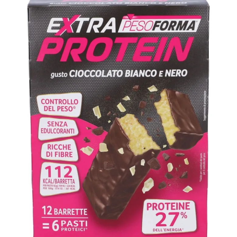 Pesoforma Extra Protein Barrette Cioccolato Bianco e Nero 12 Pezzi per 6 Pasti