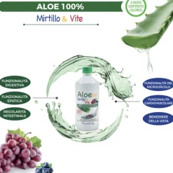 Pharmalife Research Aloe 100% Mirtillo e Vite Integratore per Depurazione 1 Litro