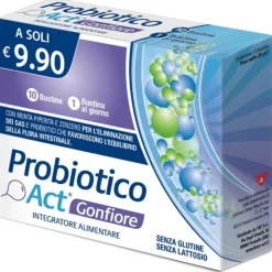 Probiotico Act Gonfiore Integratore per Gas Intestinali 10 Bustine