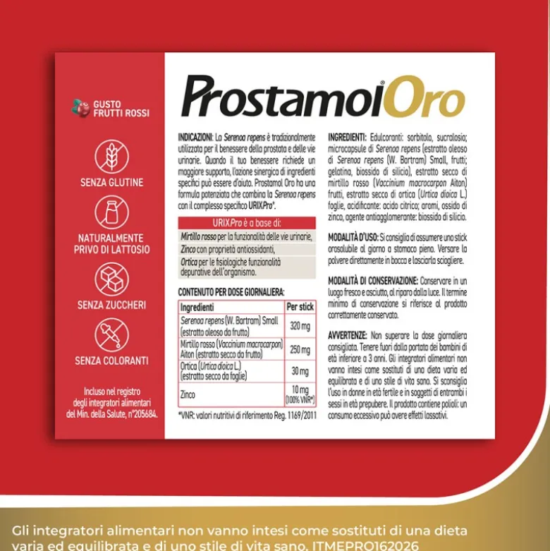 Prostamol Oro Integratore per il Benessere della Prostata 60 Stick