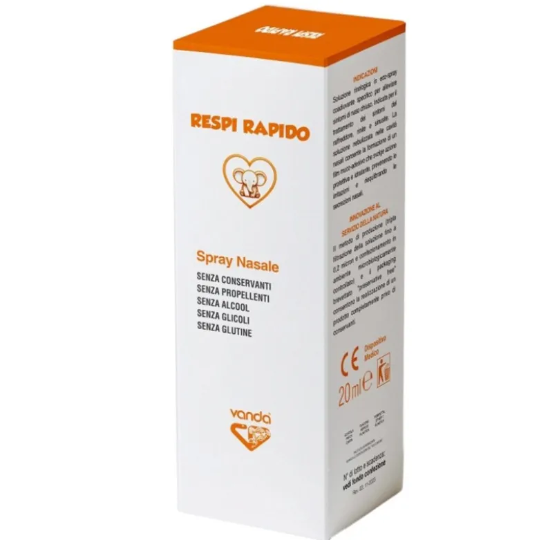 Respi Rapido Spray Nasale per Naso Chiuso, Raffreddore, Rinite e Sinusite 20ml