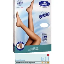 Sauber Collant Open Toe Maglia Liscia 70 Den per Circolazione Taglia 5
