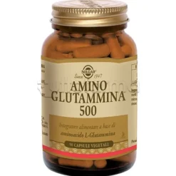 Solgar Amino Glutammina 500 Integratore per Recupero Muscolare 50 Capsule Vegetali