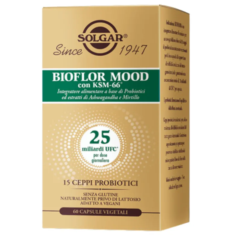 Solgar Bioflor Mood Integratore per Intestino e Benessere Mentale 60 Capsule