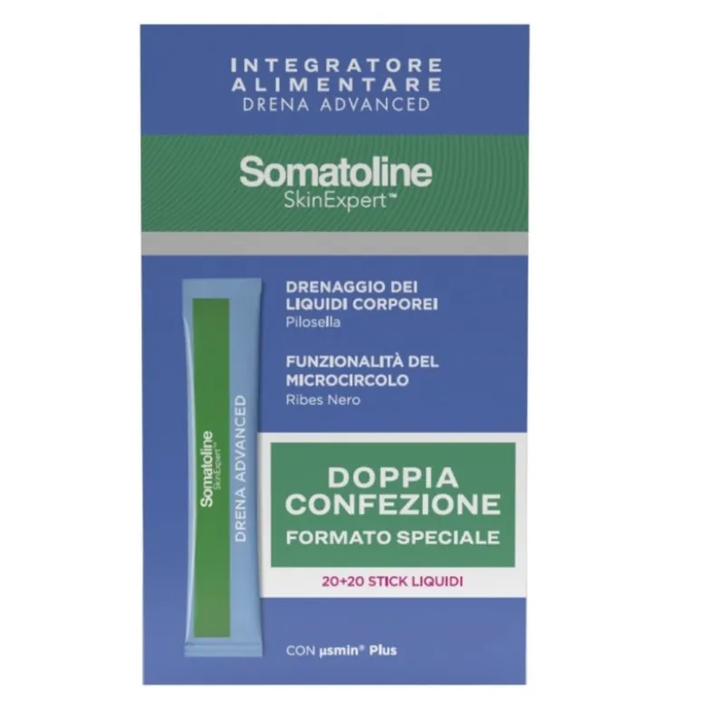 Somatoline Skin Expert Bipack Drena Advanced per Drenaggio Liquidi e Microcircolo 40 Stick da 10 ml