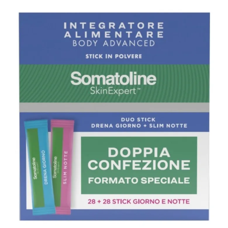 Somatoline Skin Expert Body Advanced Bipack Drena Giorno e Slim Notte per Drenaggio e Metabolismo 28+28 Stick da 2g