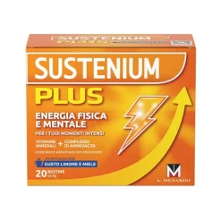 Sustenium Plus Limone e Miele integratore energizzante per stanchezza fisica e mentale 20 bustine da 8g