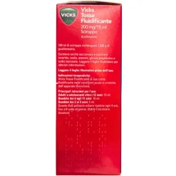 Vicks Tosse Fluidificante 200mg/15ml Sciroppo per Tosse e Catarro 180 ml
