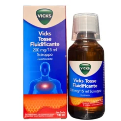 Vicks Tosse Fluidificante 200mg/15ml Sciroppo per Tosse e Catarro 180 ml