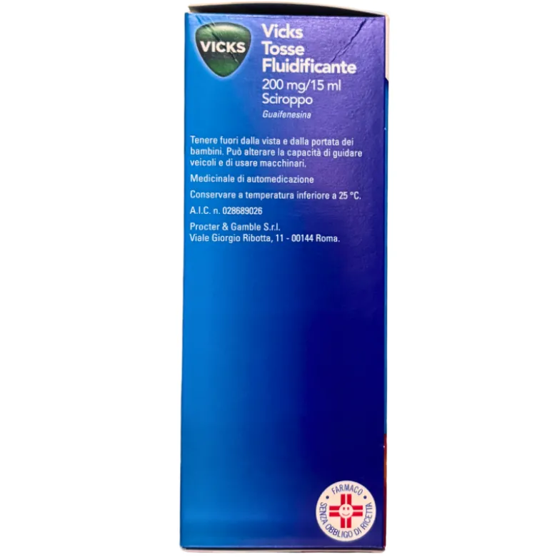 Vicks Tosse Fluidificante 200mg/15ml Sciroppo per Tosse e Catarro 180 ml