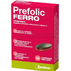 Zambon Prefolic Ferro Integratore di Ferro e Vitamina C 30 Compresse