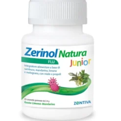 Zerinol Natura Flu Junior Integratore Bambini per Naso e Gola Gusto Limone e Mandarino 20 Caramelle