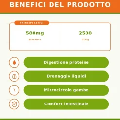 Zreen Bromelina 500 Integratore per Digestione e Drenaggio 90 Capsule