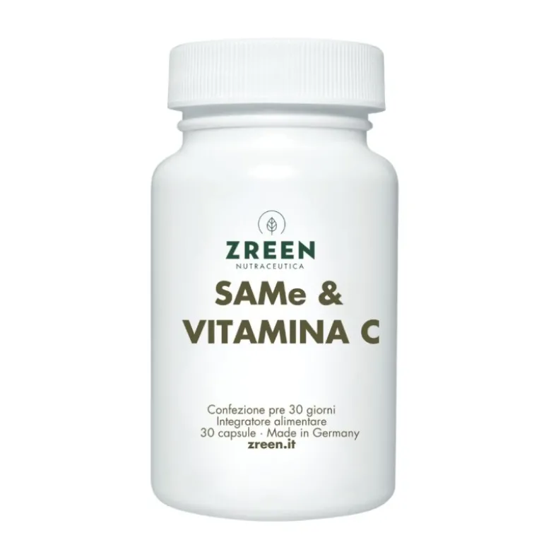 Zreen SAMe e Vitamina C Integratore Funzione Psicologica 30 Capsule