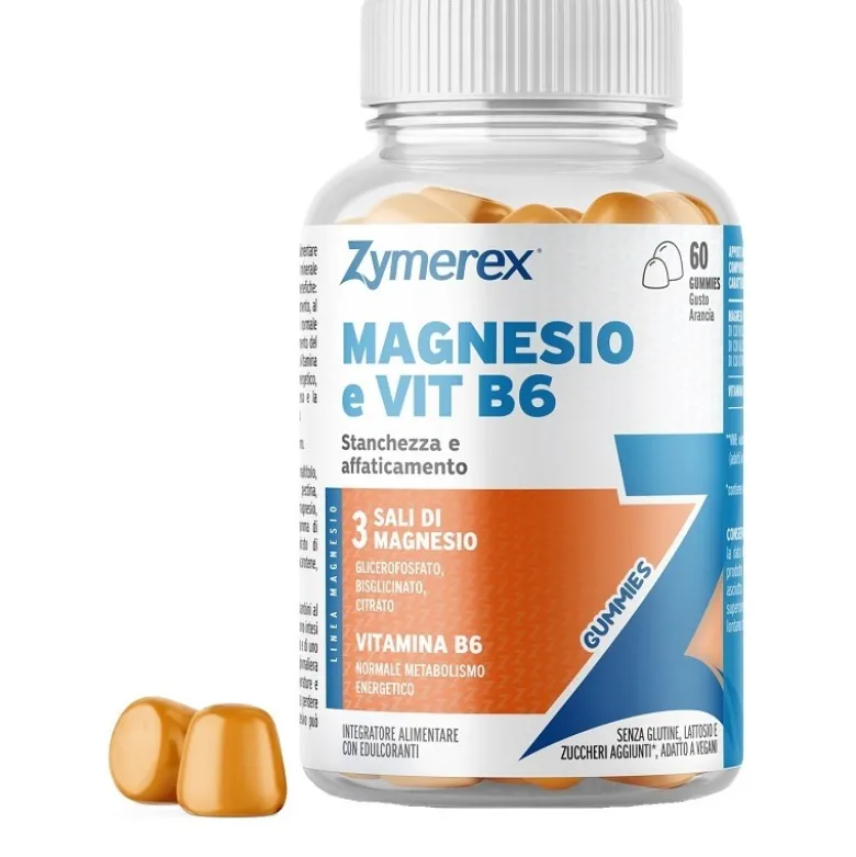 Zymerex Magnesio e Vitamina B6 60 Integratore di Vitamine e Sali Minerali Caramelle Gommose